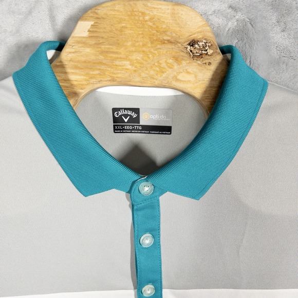 Calloway Opti Dri‎ Golf Polo Mens XXL Turquoise And Gray - Picture 3 of 7